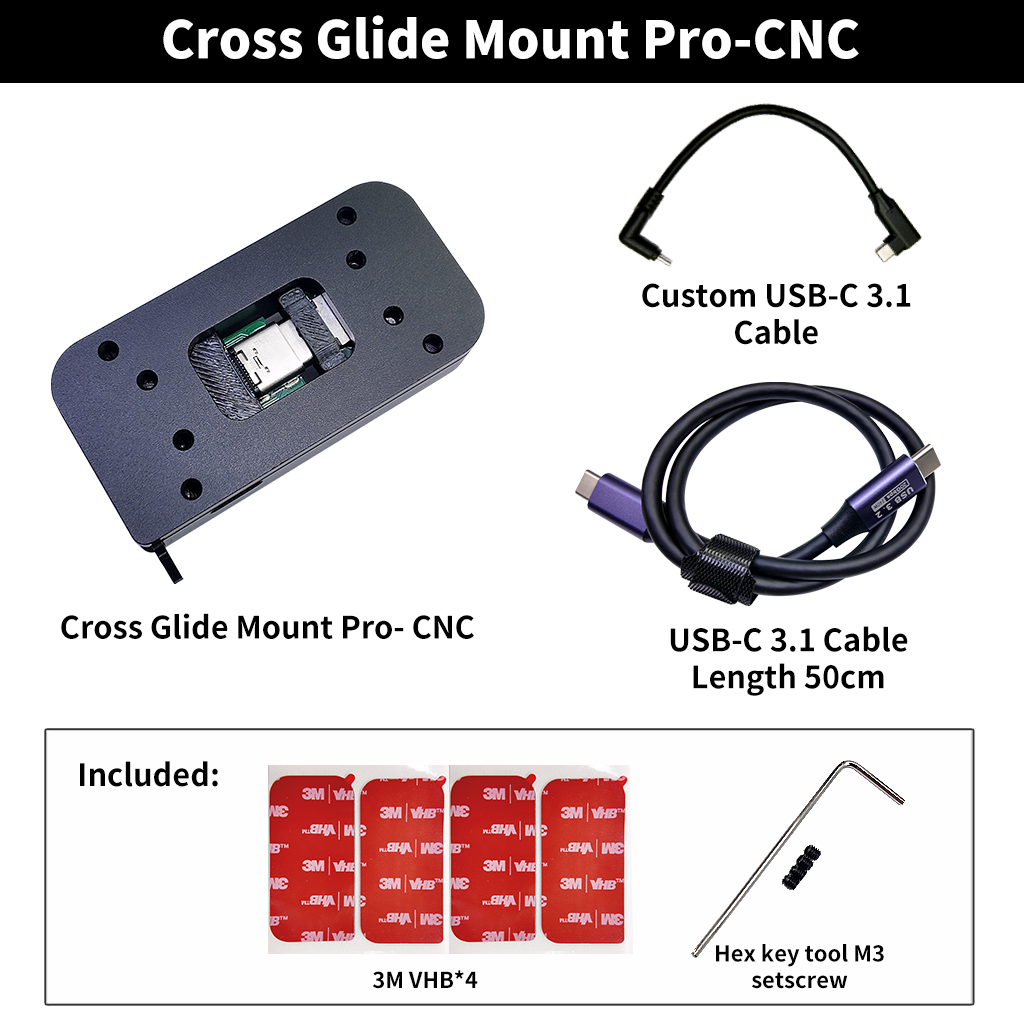 "Cross Glide Mount - Pro" Quick-Release Mount for Openpilot Comma3&3X