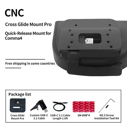 "Cross Glide Mount - Pro" Quick-Release Mount for Openpilot Comma4