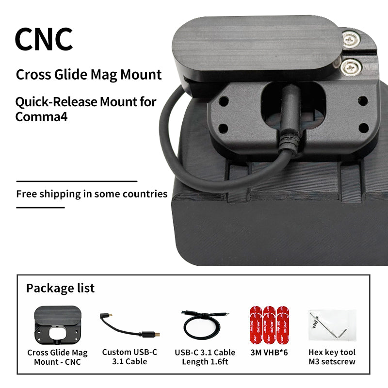 "Cross Glide Mag Mount" Magnetic Quick-Release Mount for Openpilot Comma4