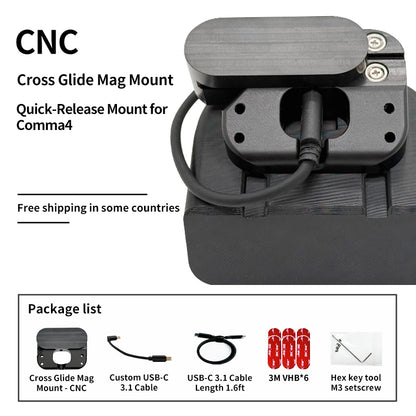 "Cross Glide Mag Mount" Magnetic Quick-Release Mount for Openpilot Comma4