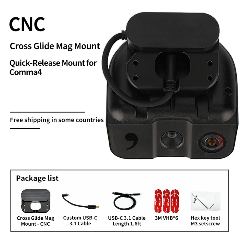 "Cross Glide Mag Mount" Magnetic Quick-Release Mount for Openpilot Comma 3 / 3X / 4